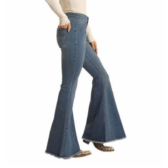 Rock & Roll Cowgirl Women's Bargain Button Bell Jean sz 28/32 - Picture 8 of 9